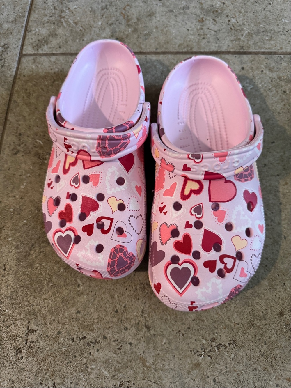 CROCS Pink Heart-Print Clogs